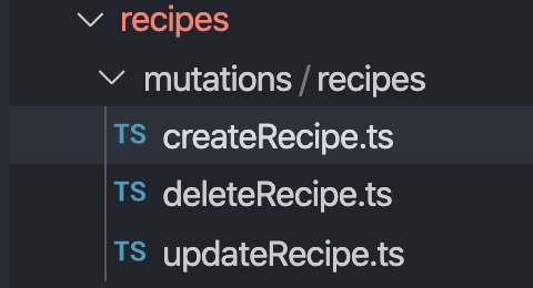 A screenshot of the recipes folder.